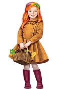 Ф-15163 Плакат вырубной А3. Девочка с корзиной осенних листьев. Двухсторонний - тема Деревья