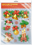 *НМТ-14771 Набор новогодних наклеек В ПАКЕТЕ. Новогодние украшения (серебряная металлизация, многоразовые, в индивидуальной упаковке, с европодвесом и клеевым клапаном)