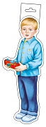 ФМ1-16144 Плакат вырубной А4. Мальчик с красной машинкой (двухсторонний)