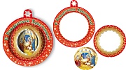*М-13425 Складной новогодний шарик С Рождеством Христовым (3 элемента) в индивидуальной упаковке