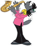 Ф2-12653 Плакат вырубной А3. Волк с трубой из мультфильма Ну, погоди! (С блестками в лаке)