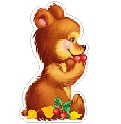 ФМ-13358 Плакат вырубной А4. Мишка с ягодами (блестки в лаке) - группа Игрушки