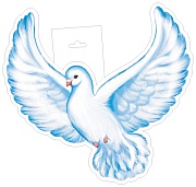 ФМ1-15298 Плакат вырубной А4. Голубь с раскрытыми крыльями влево. Двухсторонний