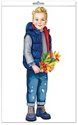 *Ф-15162 ПЛАКАТ ВЫРУБНОЙ А3 В ПАКЕТЕ. Мальчик с осенними листьями - тема Деревья (двухсторонний, в индивидуальной упаковке, с европодвесом и клеевым клапаном)