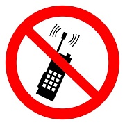 ШН-8855 Наклейка. Запрещено пользоваться мобильным телефоном (95х95 мм)