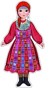 Ф-9533 Плакат вырубной А3. Девочка в удмуртском костюме (с блестками в лаке) - группа Костюмы