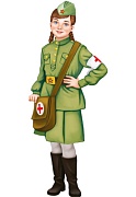 Ф-15582 Плакат вырубной А3. Девочка-медсестра в военной форме. Двухсторонний. (Уф-лак) - группа Профессии