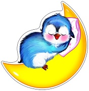 ФМ-9515 Плакат вырубной А4. Пингвиненок спит на месяце (с блестками в лаке)