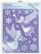 *НМТ1-14188 Новогодние наклейки на окна на прозрачной пленке А4+. Ангелы (пластизоль, многоразовые, видны с обеих сторон)