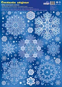 НМТ-12919 Новогодние наклейки на окна А4+ В ПАКЕТЕ. Снежинки ажурные (серебряная металлизация, многоразовые)