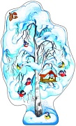 Ф-9310 Плакат вырубной А3. Береза зимняя (с уф-лаком) - тема Деревья