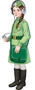 Ф-15580 Плакат вырубной А3. Девочка-связистка в военной форме. Двухсторонний - группа Профессии