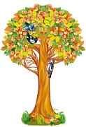 Ф-15211 Плакат вырубной А3. Яблоня осенняя с яблоками. Двухсторонний- тема Деревья