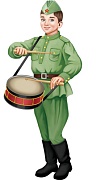 Ф-15571 Плакат вырубной А3. Мальчик-барабанщик в военной форме. Двухсторонний.- группа Профессии