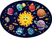 ФБ-14531 Плакат вырубной А2. Веселая Солнечная система (уф-лак)