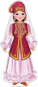 ФМ-13847 Плакат вырубной А4. Девочка в татарском костюме  (блестки в лаке)