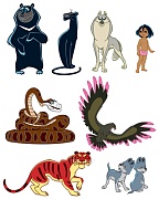 *КФМ2-12672 Комплект вырубных мини-плакатов. Герои сказки Маугли (8 персонажей из мультфильма) (с УФ-лаком)