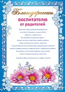 Ш-11181 Благодарность воспитателю от родителей (текст, для принтера, картон 200 г