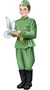 Ф-15573 Плакат вырубной А3. Мальчик с голубем в военной форме. Двухсторонний.- группа Профессии
