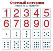 Счетный материал. Набор из 20 карточек. Цифры, числовые кружки (Математические ступеньки, 4-5 лет, 5-6 лет, 6-7 лет)